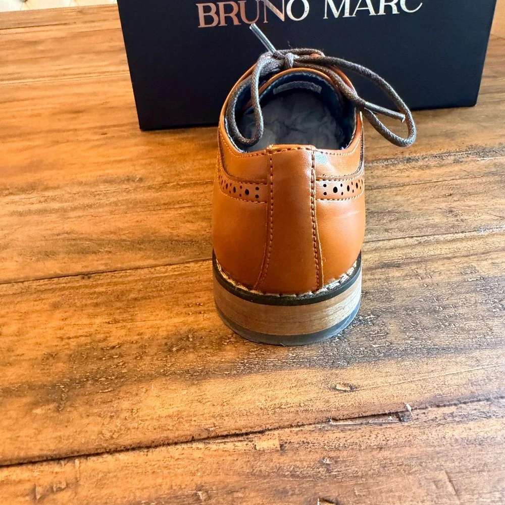 Bruno Marc Boys Brown Wingtip Brogue Oxford Dress Shoes Size 1 church formal